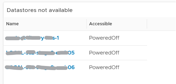 Datastores not available