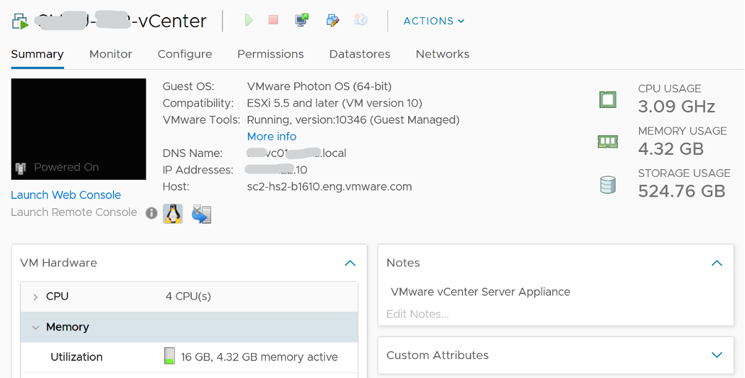 vCenter Memory usage