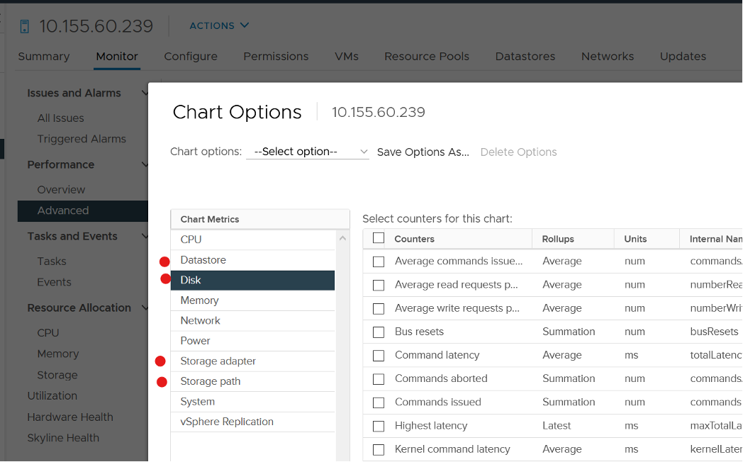 ESXi storage metrics