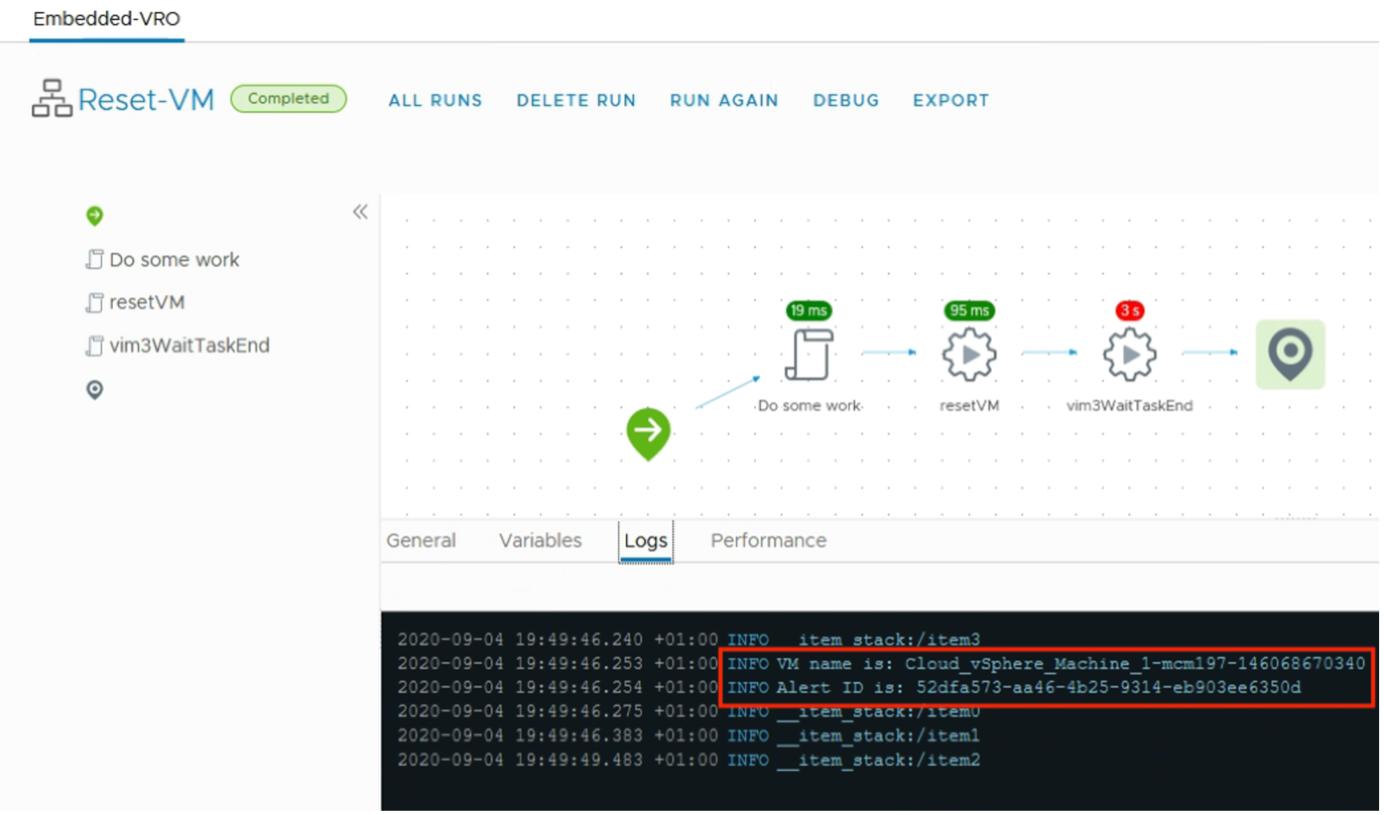 Workflow output in vRealize Orchestrator