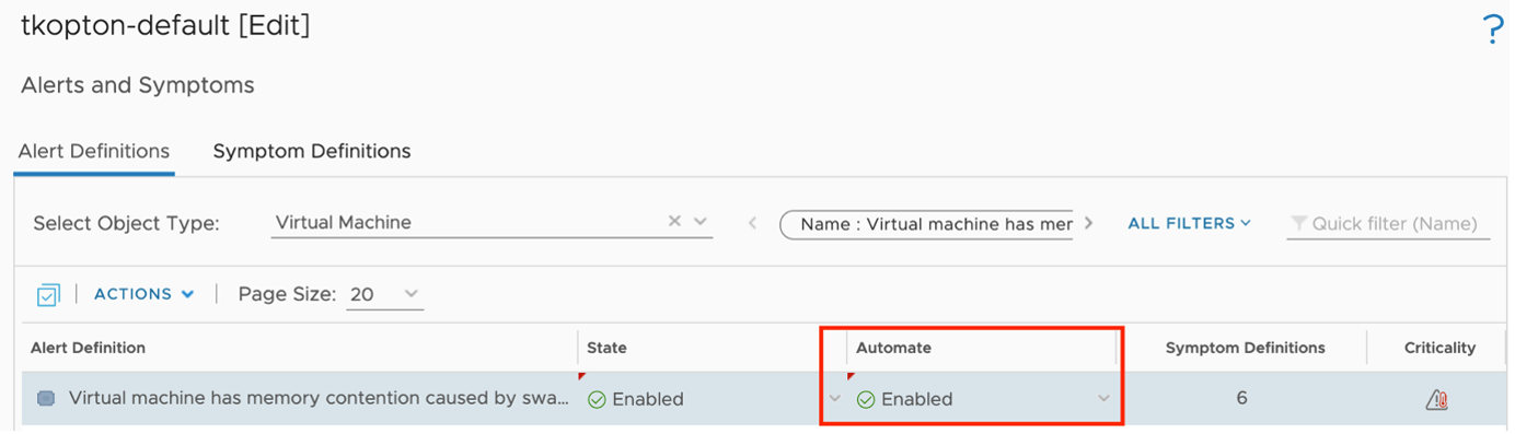 Enabling automated Actions in a Policy