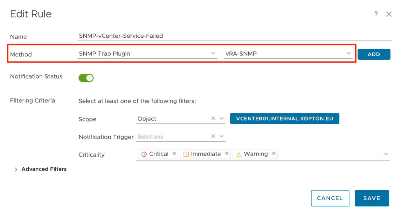 Notification using SNMP Outbound Instance