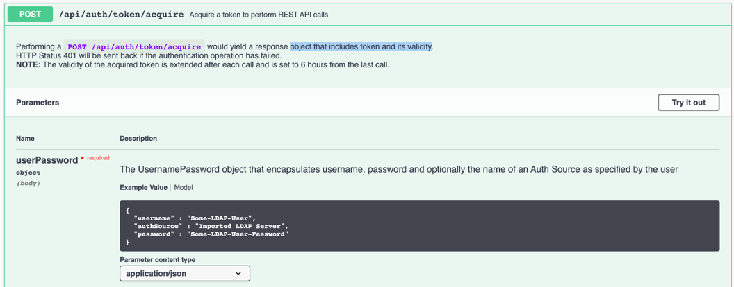 Acquire token POST method in the Swagger UI