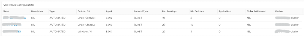 VDI Pool configuration