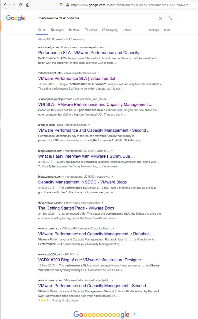 Google results screenshot